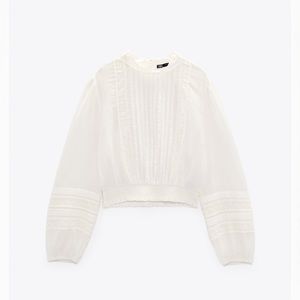 Zara White Embroidered Top